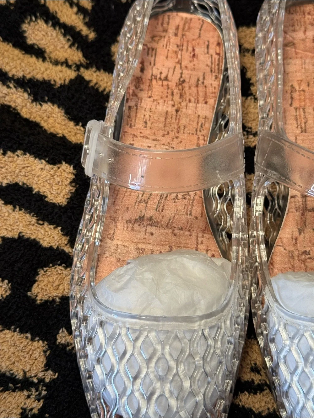 Clear Jelly Mary Jane Flats in Transparent Silver - Women's